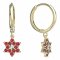 BeKid, Gold kids earrings -090 - Switching on: Chain 9 cm, Metal: Yellow gold 585, Stone: Red cubic zircon