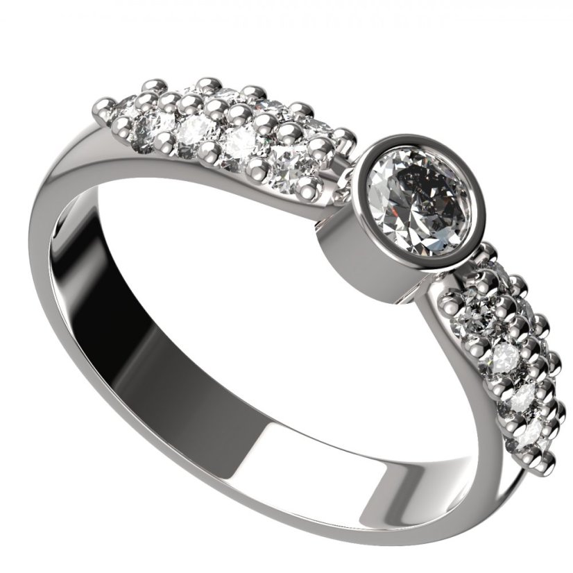 BG zlatý diamantový prstýnek 719 Bílé zlato - 585 Diamant lab-grown