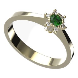 BG zlatý prstýnek 765 Žluté zlato - 585 Zelený kubický zirkon