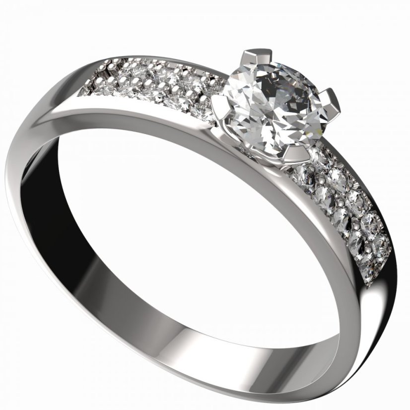 BG zlatý diamantový prstýnek 558 F Bílé zlato - 585 Diamant lab-grown