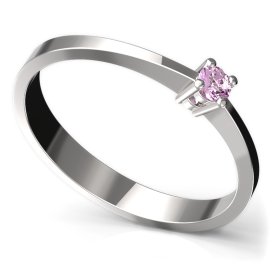BG zlatý prstýnek 767 Bílé zlato - 585 Růžový kubický zirkon