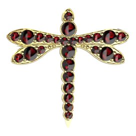 BG brož 347 Žluté zlato - 585 Granát