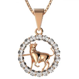 Zlatý přívěsek znamení Býk s lab-grown diamantem, růžové zlato 585 – 044
