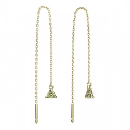 BeKid, Gold kids earrings -773 - Switching on: Chain 9 cm, Metal: Yellow gold 585, Stone: Green cubic zircon