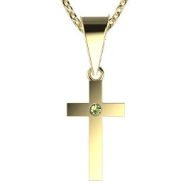 BG zlatý přívěšek křížek 1104 Žluté zlato - 585 Zelený kubický zirkon