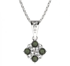 BG přívěšek 317 Stříbro 925 - rhodium Vltavín a  kubický zirkon