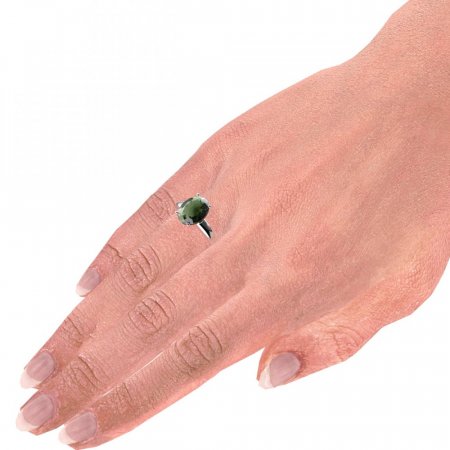 BG prsten s oválným kamenem 479-G - Kov: Stříbro 925 - rhodium, Kámen: Vltavín a granát