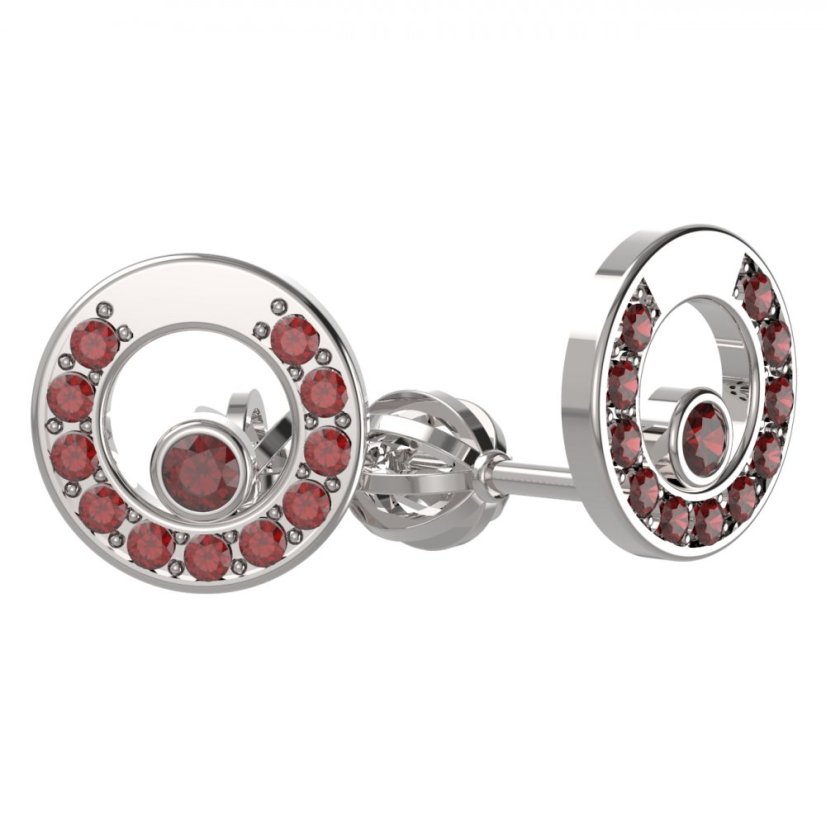 BG náušnice s granátem 1579 Stříbro 925 - rhodium Granát