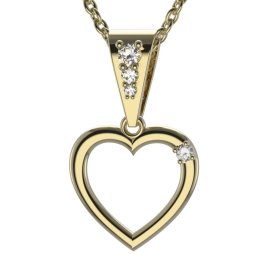 BG zlatý diamantový přívěšek srdíčko 1260 Žluté zlato - 585 Diamant lab-grown