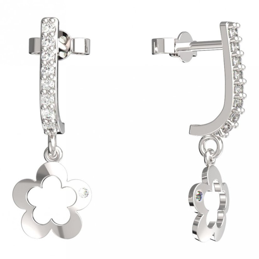BeKid dětské náušnice pětilístek 832 Bílé zlato - 585 Diamant