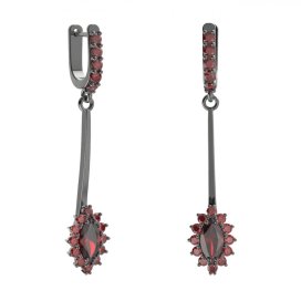 BG náušnice s centrálním oválným kamenem 504-A93 Stříbro 925 - ruthenium (30-90dní) Granát