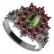 BG prsten 249-X oválného tvaru - Kov: Stříbro 925 - rhodium, Kámen: Vltavín a granát