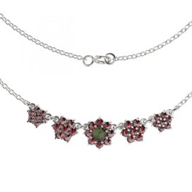 BG náhrdelník 013 Stříbro 925 - rhodium Vltavín a granát