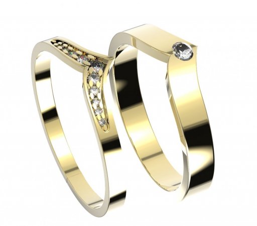 BG zlatý snubní prsten 946/26m - Kov: Žluté zlato 585, Kámen: Bílý kubický zirkon