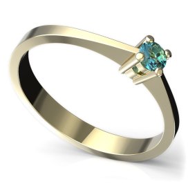 BG zlatý prstýnek 777 Žluté zlato - 585 Světle modrý kubický zirkon