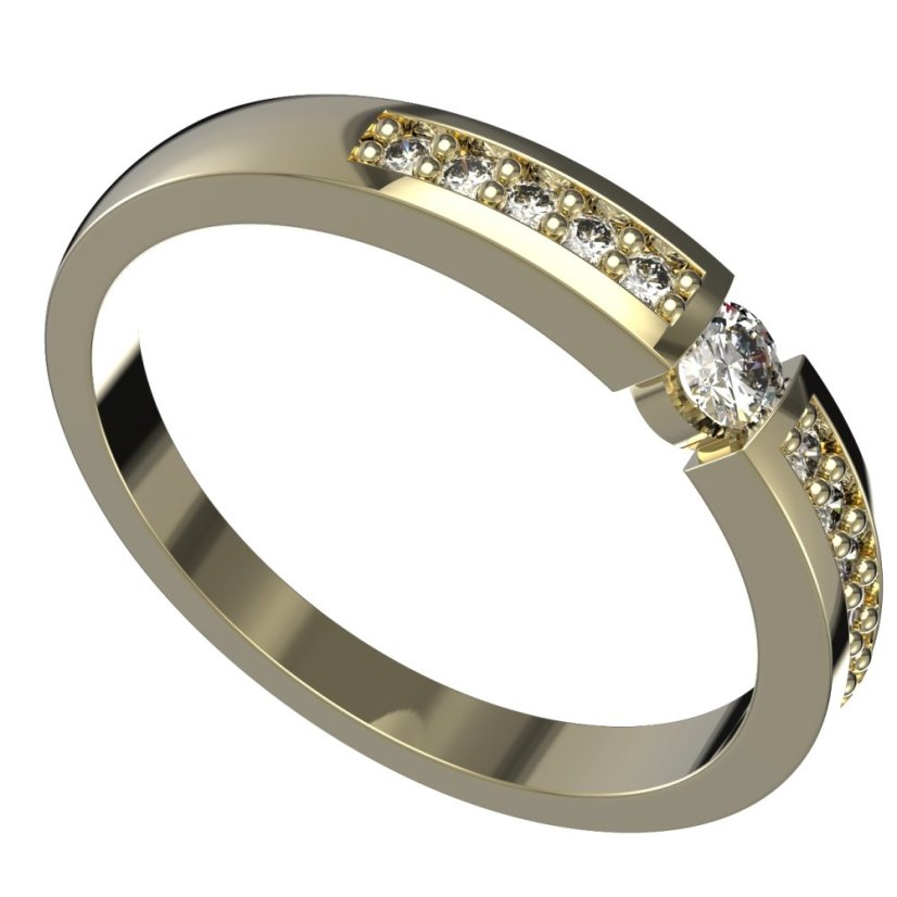 BG zlatý prstýnek 1454 /zásnubní-snubní/ Žluté zlato - 585 Diamant