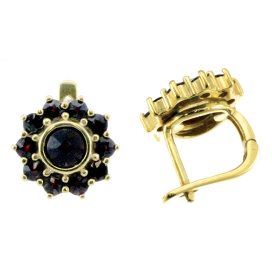 BG náušnice vsazený přírodní granát  314 Žluté zlato - 585 Granát