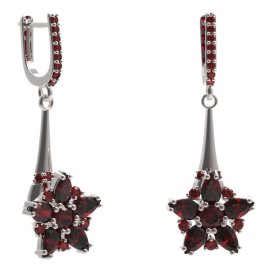 BG náušnice ve tvaru hvězdy 521-C91 Stříbro 925 - rhodium Granát
