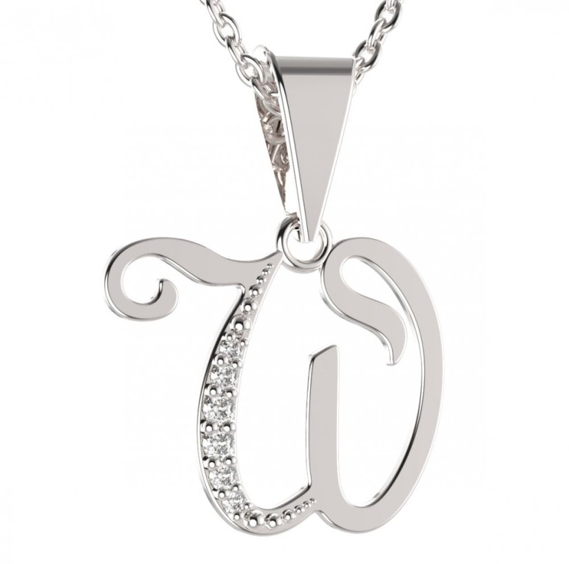 BG zlatý přívěsek písmenko W - 1231 Bílé zlato - 585 Diamant