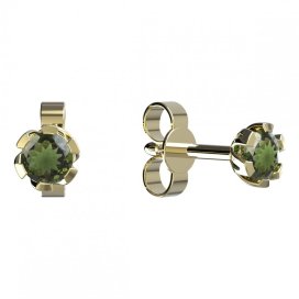BG vltavínové náušnice 869 Žluté zlato - 585 Vltavín