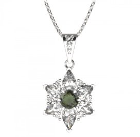 BG přívěs solitérní 409-2 Stříbro 925 - rhodium Vltavín a  kubický zirkon