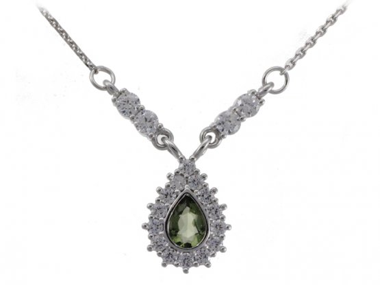 BG necklace with moldavite and garnet 053