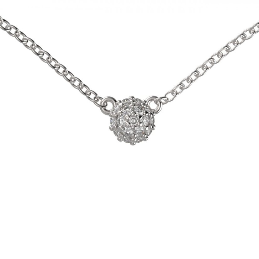 BG náhrdelník se zirkony nebo diamanty 990 Bílé zlato - 585 Diamant