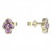 BeKid, Gold kids earrings -295 - Switching on: Puzeta, Metal: Yellow gold 585, Stone: Pink cubic zircon