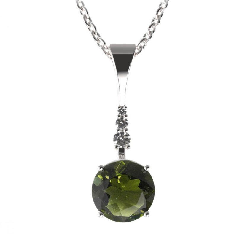 BG přívěs kruhového tvaru 475-B Stříbro 925 - rhodium Vltavín a  kubický zirkon