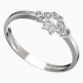 BG zlatý prstýnek 886 L Bílé zlato - 585 Diamant
