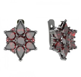 BG náušnice solitérního tvaru 409-07 Stříbro 925 - ruthenium (30-90dní) Granát