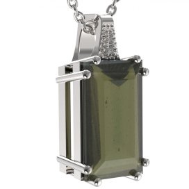 BG přívěs vsazeny kameny:český granát  692 Stříbro 925 - rhodium Vltavín a  kubický zirkon