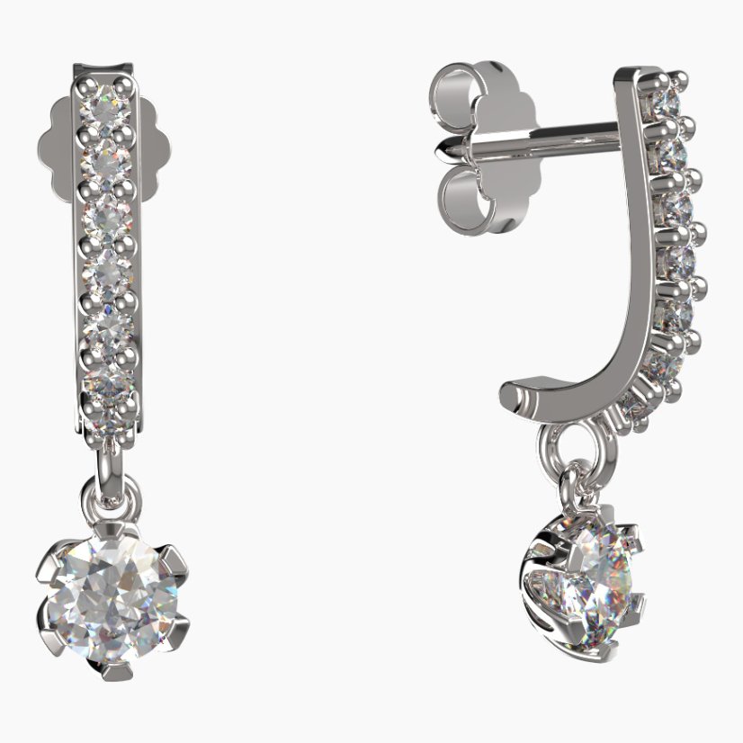 BG zlaté náušnice 870 Bílé zlato - 585 Diamant