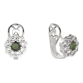 BG náušnice 456-R7 kulaté Stříbro 925 - rhodium Vltavín a kubický zirkon
