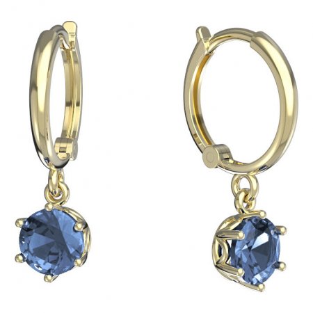 BeKid, Gold kids earrings -1295 - Switching on: Circles 12 mm, Metal: Yellow gold 585, Stone: Light blue cubic zircon