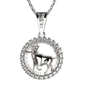 BG zlatý diamantový přívěšek Býk 045 Bílé zlato - 585 Diamant lab-grown