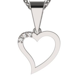 BG zlatý diamantový přívěšek srdíčko 1261 Bílé zlato - 585 Diamant lab-grown