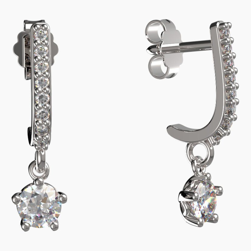 BG zlaté náušnice 874 Bílé zlato - 585 Diamant