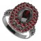 BG prsten 251-X oválného tvaru - Kov: Stříbro 925 - rhodium, Kámen: Vltavín a granát