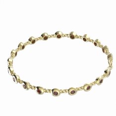 BG náramek vsazeny kameny:přírodní granát  737 Stříbro 925 - pozlacené Granát