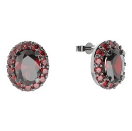 BG  náušnice 728 Stříbro 925 - ruthenium (30-90dní) Granát