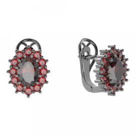 BG  náušnice 298-R7 oválné Stříbro 925 - ruthenium (30-90dní) Granát