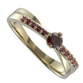 BG granátový, vltavínový prstýnek 1450 Stříbro 925 - pozlacené Granát