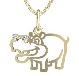 BeKid dětský přívěšek hrošík 1188 Žluté zlato - 585 Diamant