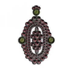 BG brož 348 Stříbro 925 - ruthenium (30-90dní) Vltavín a granát