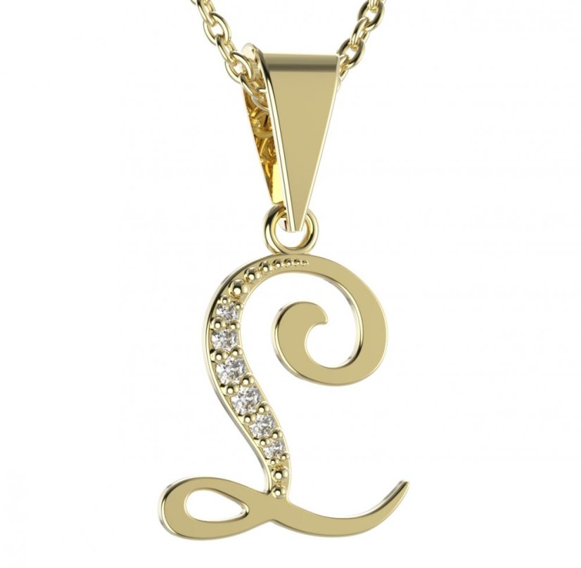 BG zlatý přívěsek písmenko L - 1221 Žluté zlato - 585 Diamant