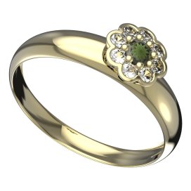 BG vltavínový prsten 552T Žluté zlato - 585 Vltavín a diamant