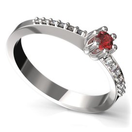 BG zlatý prstýnek 766 Bílé zlato - 585 Červený kubický zirkon