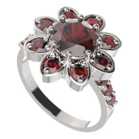 BG prsten 698-Z oválného tvaru Stříbro 925 - rhodium Granát