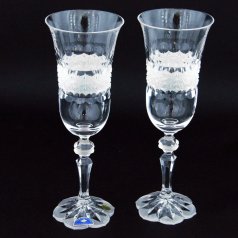 Set of two crystal handmade champagne cups Šafránek 206